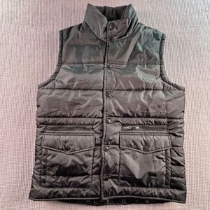 Southpole Men's Black Puffer Vest Sleeveless Full‎ Zip Jacket Large Y2K Utility